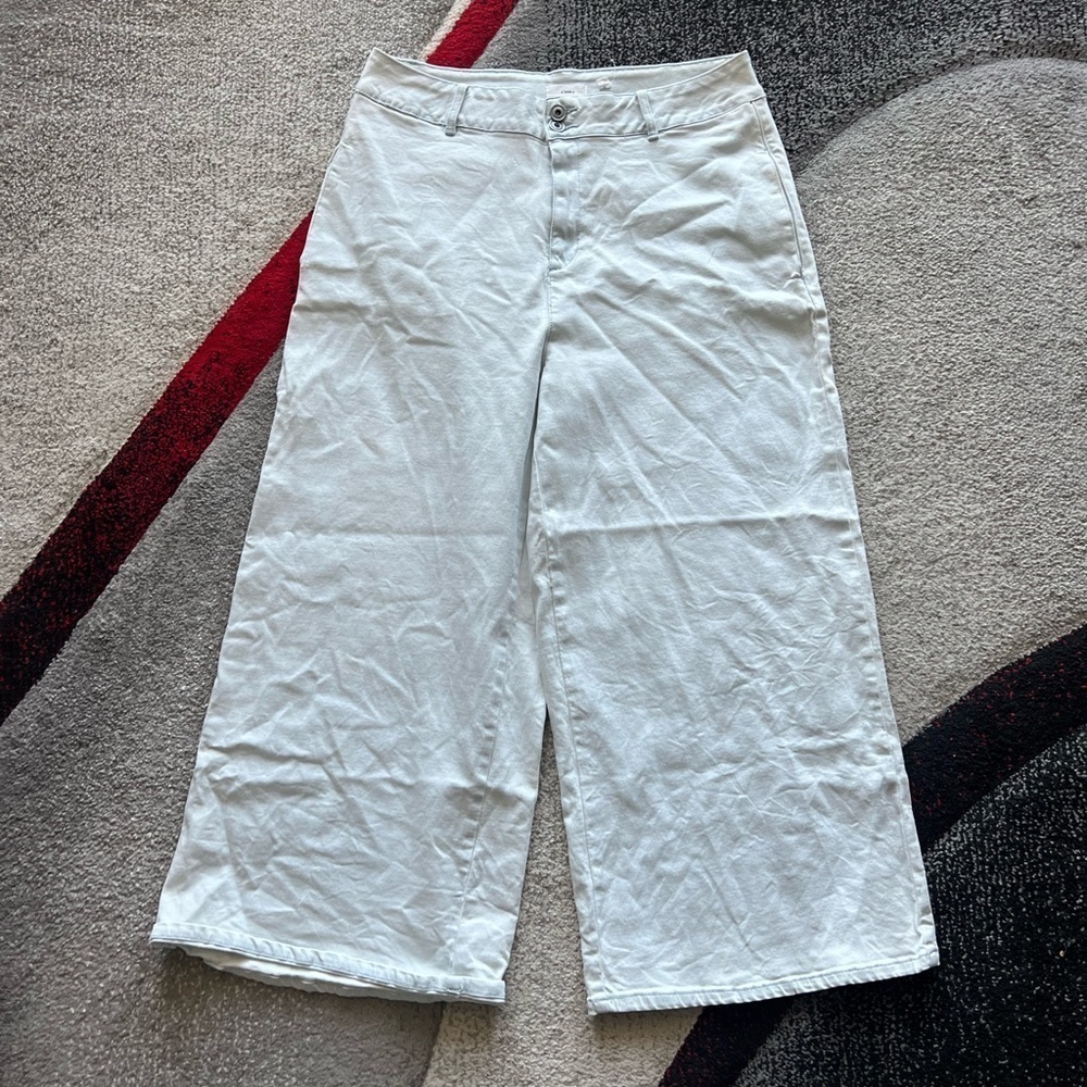A Loves A Light Wash High Rise Cropped Wide Leg Jeans